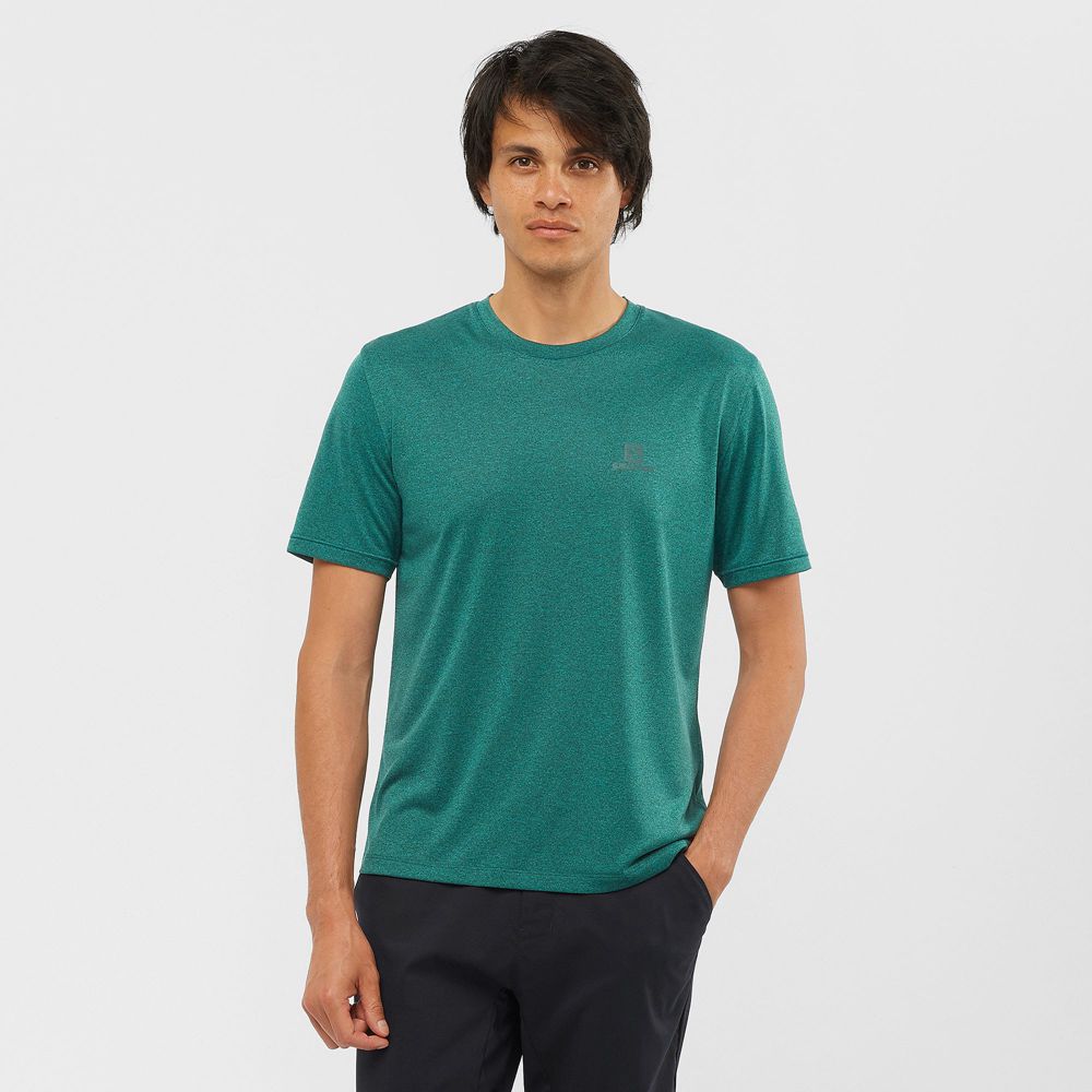 SALOMON EXPLORE M Philippines - Men's Tee Shirt - Green | 456019-DUY